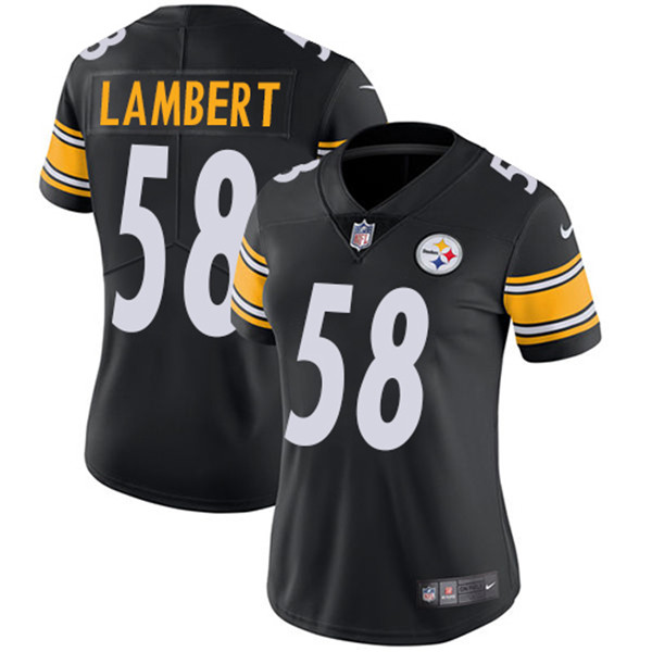 Women's Pittsburgh Steelers #58 Jack Lambert Black Vapor Untouchable Limited Stitched NFL Jersey(Run Small)